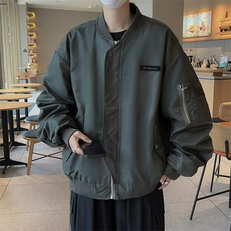 美式棒球领飞行夹克春秋时尚休闲上衣经典百搭短款外套JKA674图片