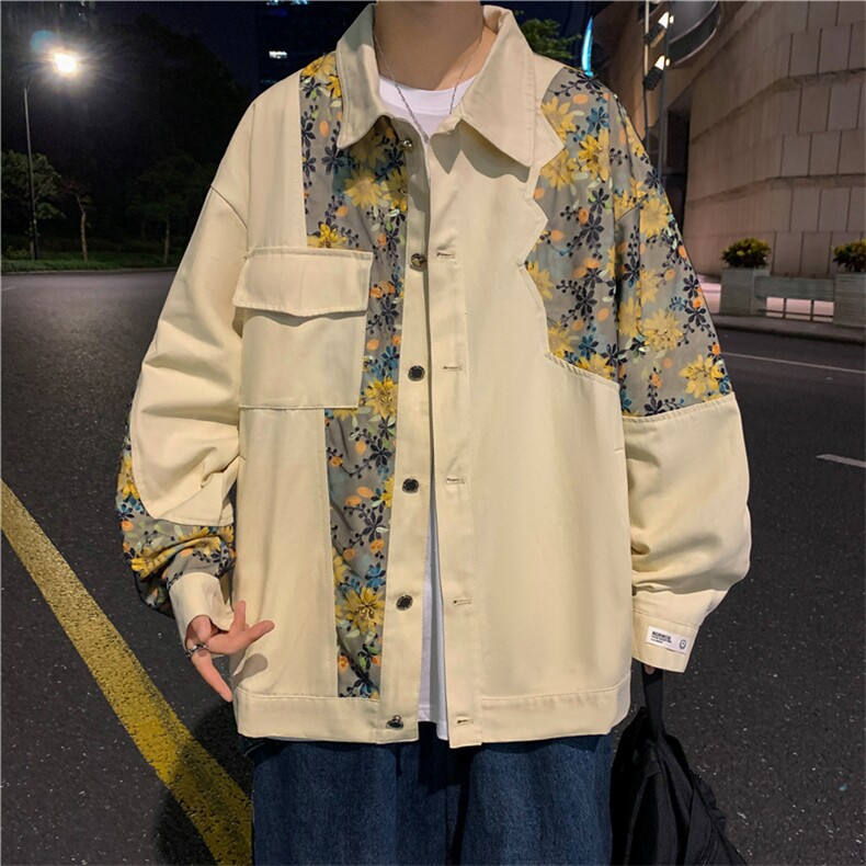 夹克男春秋季潮拼接印花宽松情侣外套港风休闲上衣W2004-P56,男装夹克,星座512-2