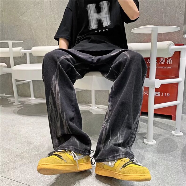 牛仔裤男秋季潮大码休闲裤子高街NT273P38图片