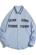 1白底条纹七分袖衬衫男大码M-5XL港风情侣长袖衬衫QCS7018P45控59，男装衬衫，星座226-2