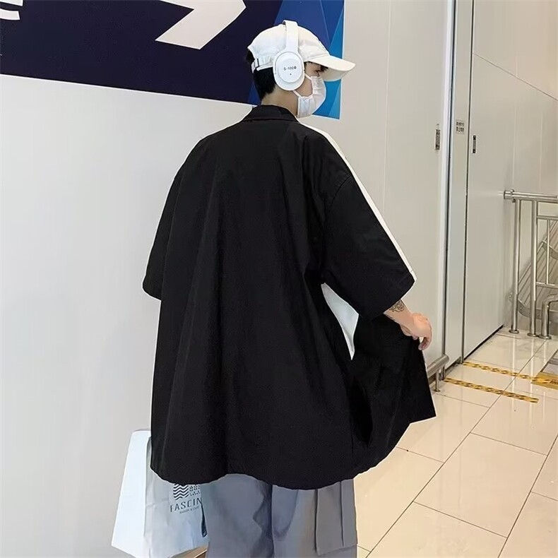 夏季青年薄款撞色短袖衬衫,男装衬衫,星座410-7