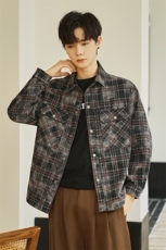 B3533319P105红秋季新款男士厚款格子衬衫夹克韩版外套男，男装夹克，电商B353