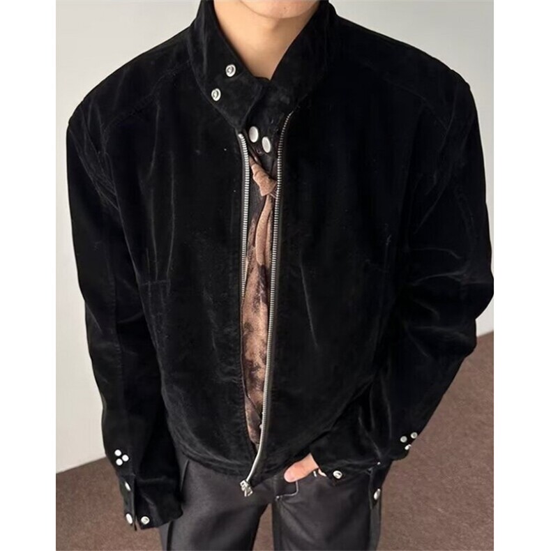 秋季短款翻领夹克宽松韩版小个子初中学生时髦罗密欧绒外套J529,男装夹克,星座1116A（原606A-3）