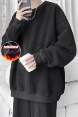 冬新大码雪尼尔欧棉绒圆领卫衣男银狐绒套头上衣W357J加绒-P55，男装卫衣，电商A001-1