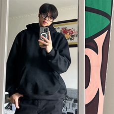 抖音得物高品质二开25秋冬美式重磅宽松纯色连帽拉链高领卫衣W65，男装卫衣，电商A486