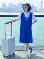 OUGNI 新款宽松版ins两件套连衣裙潮,女装连衣裙,OGENI 欧葛妮