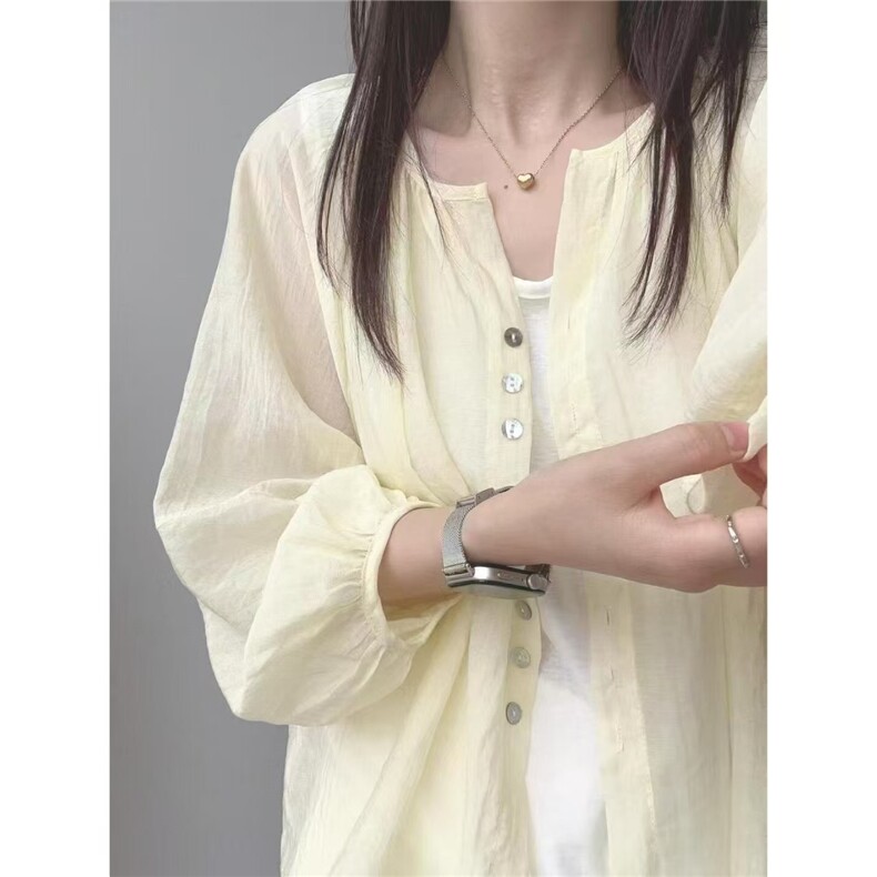 亚麻防晒衬衫外套女薄夏季天小开衫外搭宽松长袖纯棉衬衣短款上衣，男装防晒衣，星座1210-1