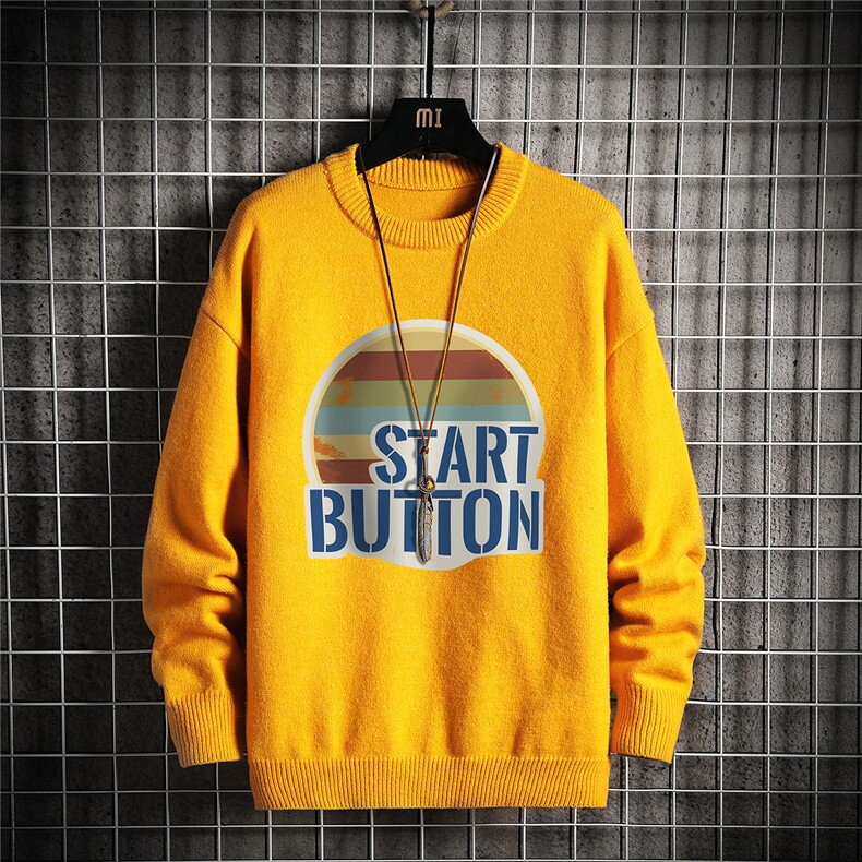 1日系新款宽松休闲中性情侣圆领潮流印花毛衣男7985P48加绒P55,男装针织衫/毛衣,星座226-2