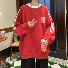 美式三杠条纹复圆领卫衣秋冬男女宽松长袖SW2483-P45控6850棉，男装卫衣，电商B370