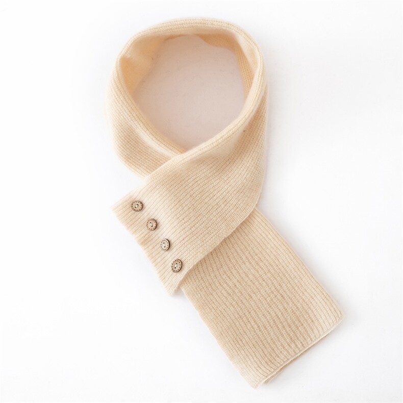 2025年秋季新款百搭女士系扣双股加厚保暖围脖，围巾，戎咖羊绒