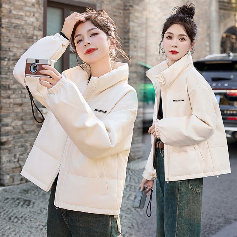 高端小个子加厚羽绒服女短款2024冬季新款韩版宽松PU皮白鸭绒外套，女装羽绒服，曼慕纤衣