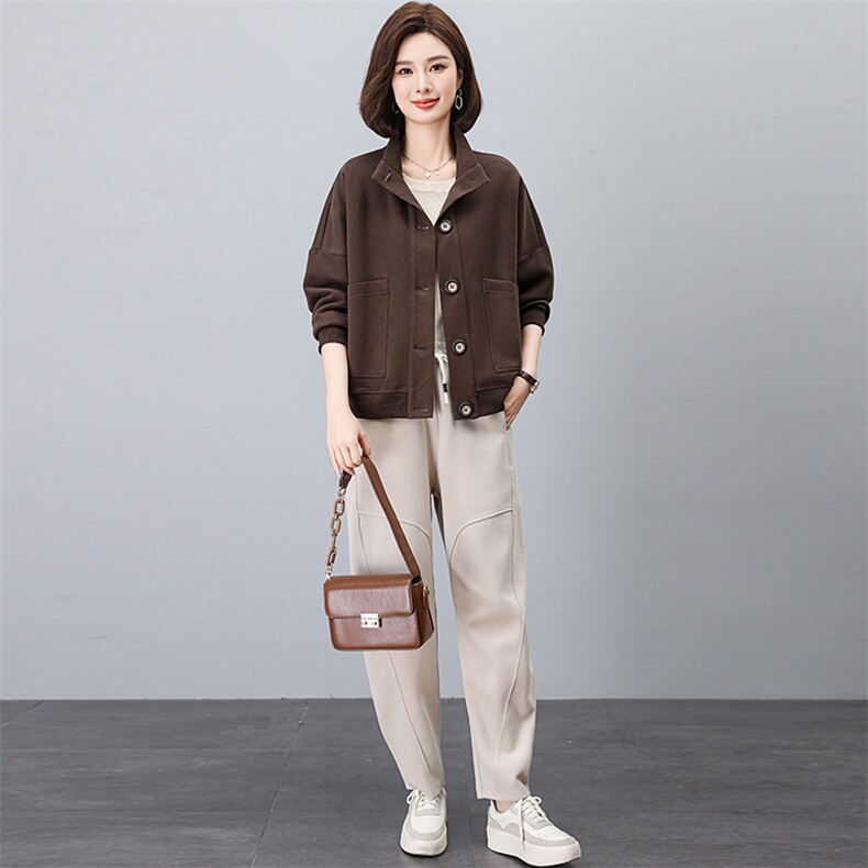 休闲时尚套装女春秋2024新款妈妈高端秋装洋气开衫卫衣两件套,女装套装/套裙,独衣靓
