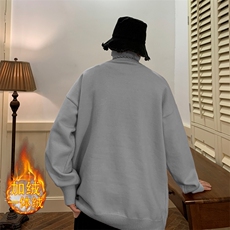 MG8507-JP-MBP59升级加绒两翻领加厚毛衣慵懒风男针织衫高领线衫，男装针织衫/毛衣，星座614