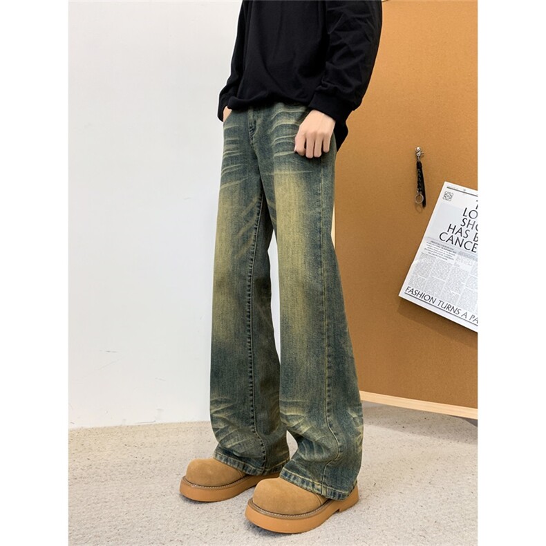 【高品质】美式复古做旧微喇叭牛仔裤男裤子A080-6010-P65控价88,男装牛仔裤,电商A080