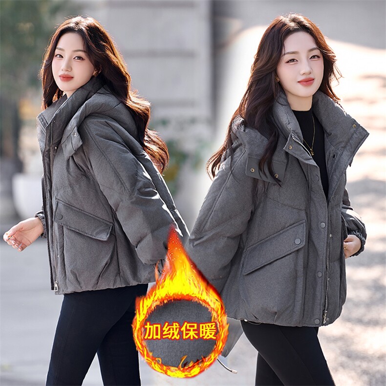 时尚休闲连帽短款羽绒服女2025冬季新款小个子加厚保暖白鸭绒外套,女装羽绒服,丽影随形