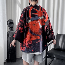 原宿风大码薄款防晒衣男韩版七分袖和服汉服开衫外套A090KS20p45，男装民族服装，电商A089-1