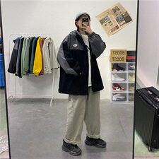 910A-J秋装新款拼色情侣夹克男女韩版宽松百搭外套男，男装夹克，星座910A
