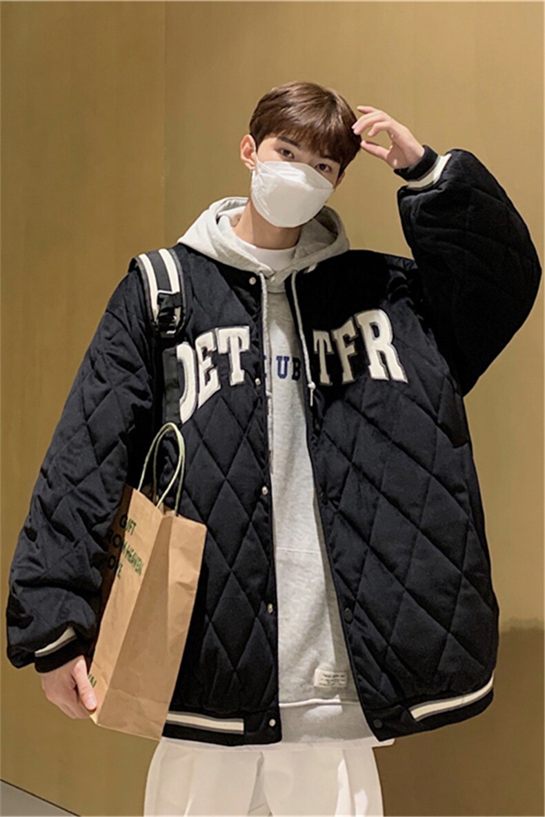 Q冬季棒球服棉服男宽松工装棉衣情侣加厚外套复古棉袄W2314-P68,男装棉衣,星座512-2