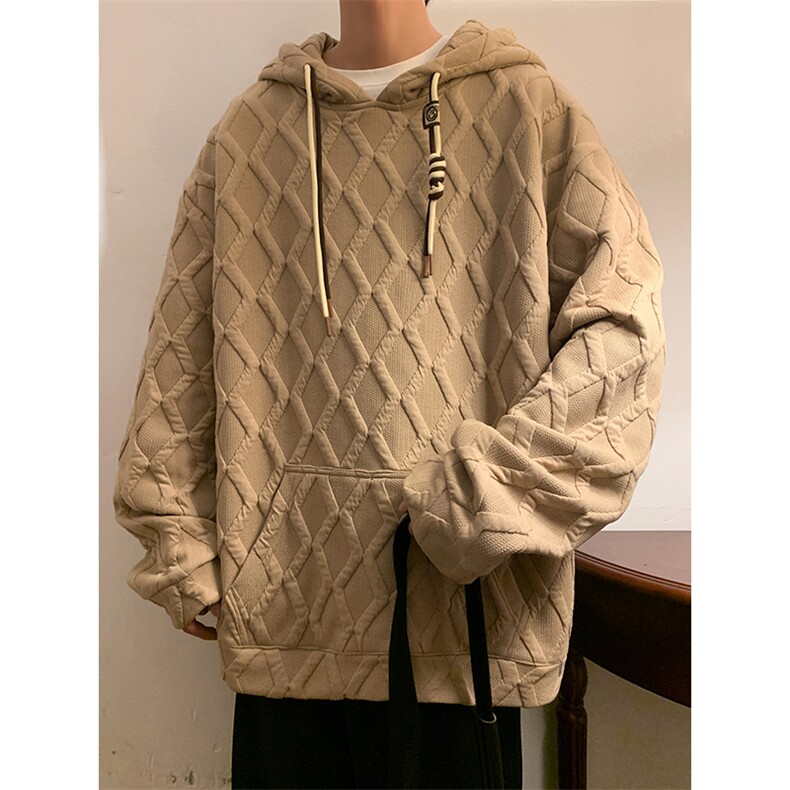 703-W329-P68  秋冬立体菱形花纹休闲连帽卫衣图片