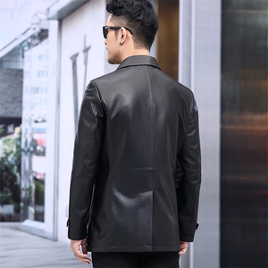 DLSN9162男士2023秋冬新款绵羊皮皮衣男翻领休闲皮风衣P900图片