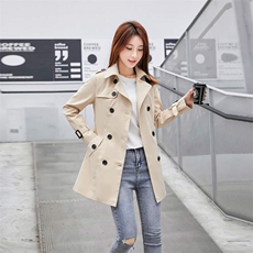 风衣女中长款小个子春秋季新款女装修身韩版休闲气质百搭外套女，女装风衣，韩蔻秀