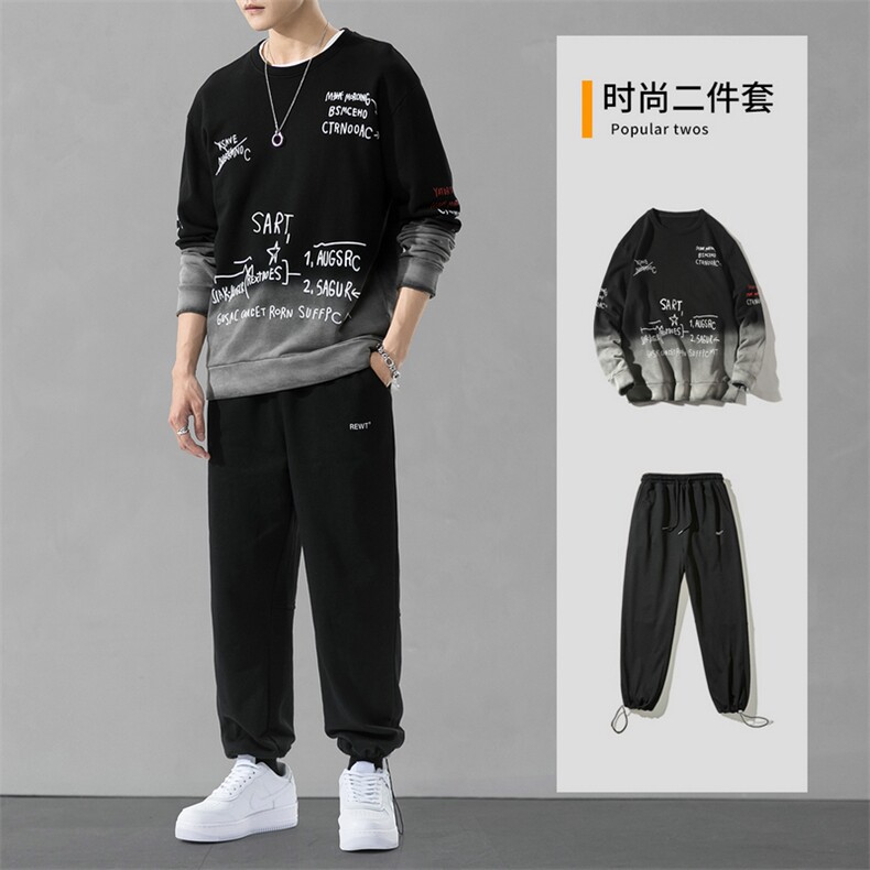 秋季运动套装韩版潮流休闲渐变卫衣秋装男装一套搭配DF156TP90，男装卫衣，电商A102