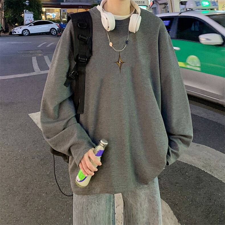 抖音供货、秋季现货舒适棉宽松重磅长袖T恤D223A-CT2321-特P28,男装T恤,电商019-1