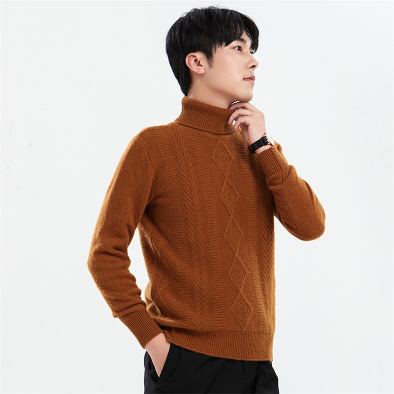 套头纯色长袖高翻领时尚都市百搭2024年秋季羊毛衫，男装羊毛衫，牧绒家园高端店