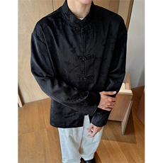 现货秋装新款男士风新中式提花撞色长袖衬衫开衫KS513-P85控98，男装衬衫，电商A021