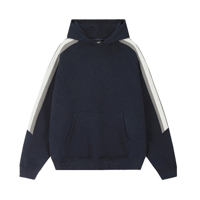 抖音得物二开25秋冬美式全棉拼接织带撞色连帽卫衣外套FM18，男装卫衣，电商A486