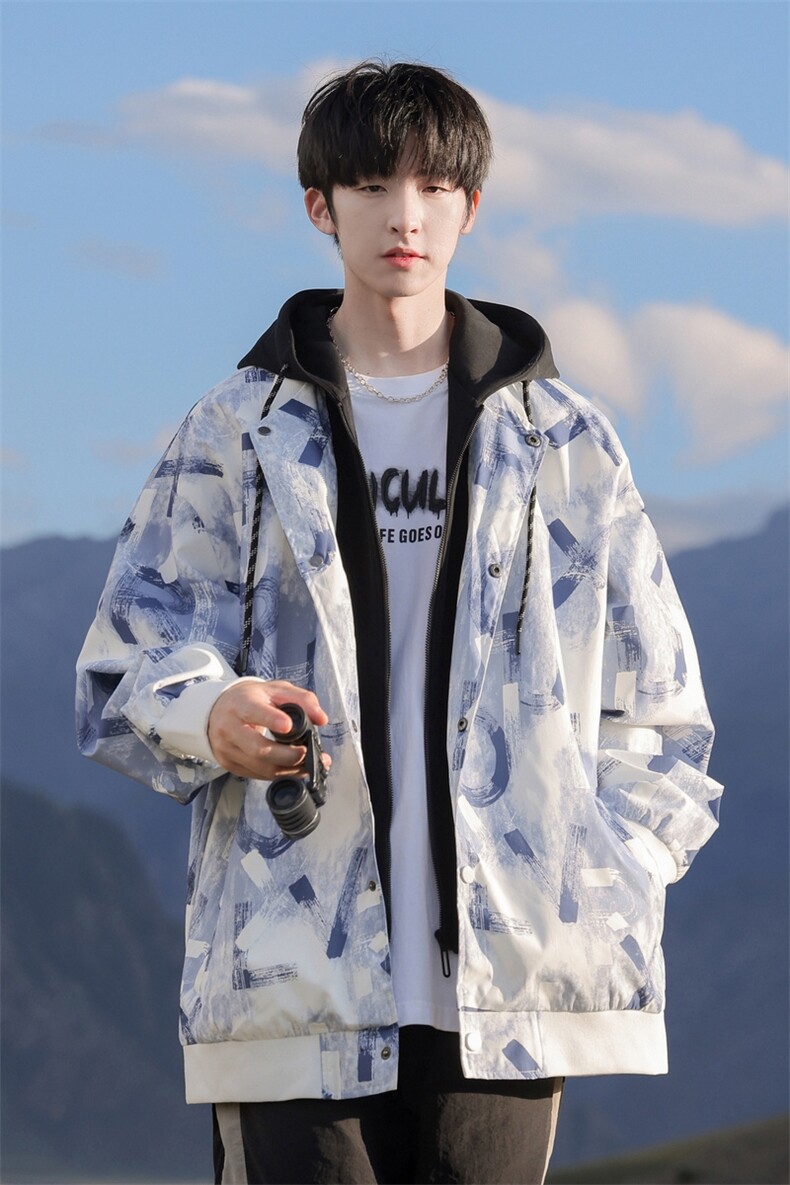 G0131-P85秋季新款日系cityboy连帽假两件夹克外套,男装夹克,星座109