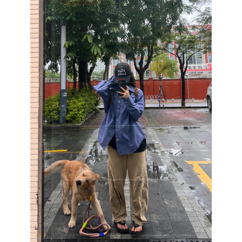 【有货】cleanfit美式复古蓝色格子衬衫情侣衬衣长袖C10LL-特P40,男装衬衫,星座1007（原301D）