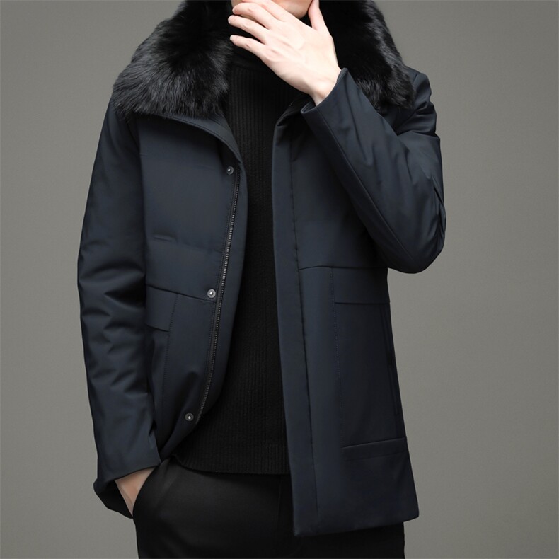 新款休闲兔皮毛内胆羽绒服可脱卸狐狸毛毛领外套上衣HM2382-P630，男装羽绒服，电商B212（原钱塘6029）