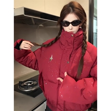 冬装美式红色满天星立领棉服男女情侣款外套棉衣，男装棉衣，星座410-6（原星座1304-1）