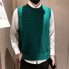 秋冬欧美简约内搭坎肩针织衫圆领毛衣无袖背心男纯色EA001-P36，男装背心/马甲，星座911-3