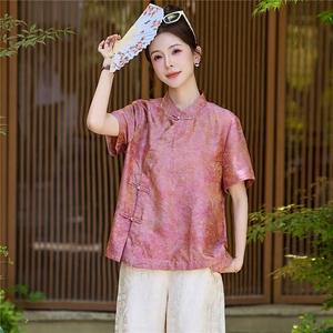 长期有货2026印花上衣女夏季薄款透气中袖衬衫中年妈妈宽松减龄潮图片