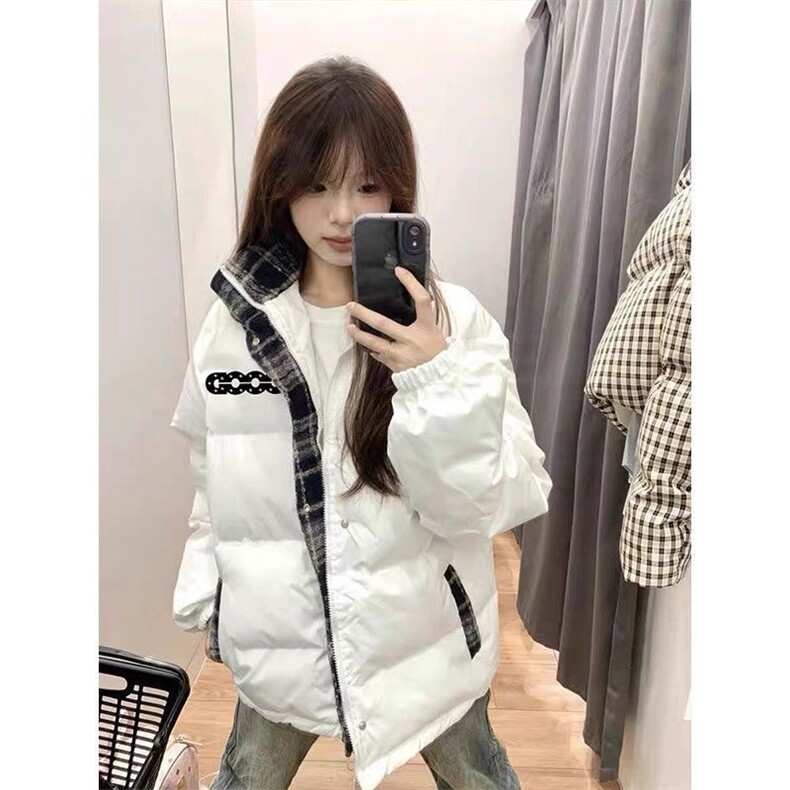 美式复古格子拼接棉服女冬季新款宽松百搭小众设计感保暖棉衣,男装棉衣,星座506A