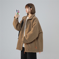 2025冬季简约撞色拉链口袋羊羔毛外套棉服M2064特P80，男装棉衣，电商A148