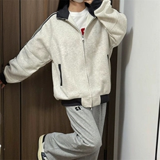 抖音得物高品质26春装美式高街重磅结构拼接织带立领卫衣外套CM42，女装短外套，电商A486