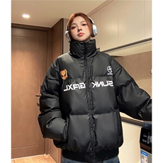中性风冬装大领子pu软皮棉服棉衣休闲加厚外套男女G1109P128，男装棉衣，电商A339