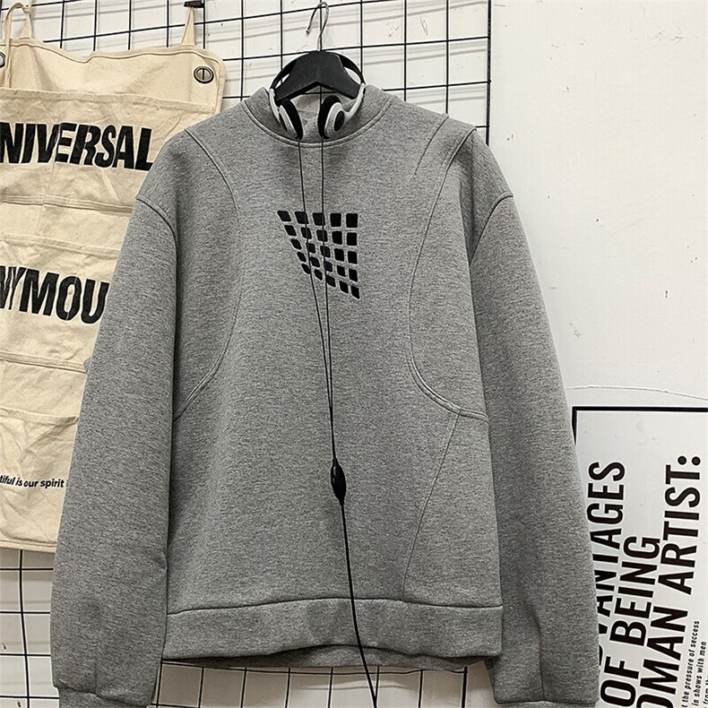 春季新款灰色港风刺绣圆领卫衣宽松长袖t恤男xz914-4-WY42P55,男装T恤,星座914-4