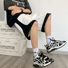 B239-1518-P43麂皮绒休闲短裤男美式设计感高中生抽绳拼色五分裤，男装休闲裤，星座514-2(原B239)