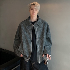 美式摩登复古感皮衣休闲翻领夹克男24秋季设计感外套JK113-P98，男装夹克，电商C307