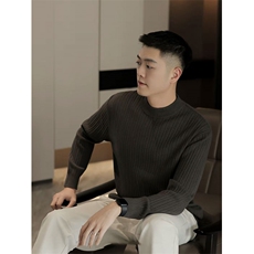 半高领纯色条纹毛衣针织衫打底衫B7772-P50，男装T恤，星座1012-1