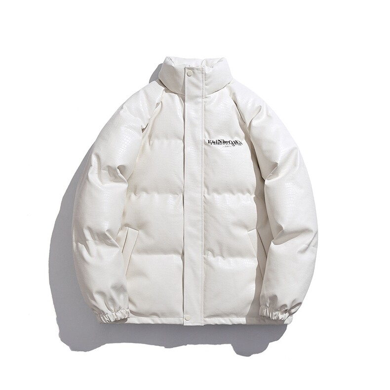 白底鳄鱼纹棉衣男手塞棉夹克PU皮棉服外套男8507P120控158，男装夹克，星座227-7