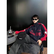 立领卫衣男春秋季新款美式潮流宽松上衣服大码休闲套头外套，女装短外套，星座506A