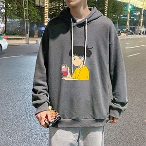 WY2200-P35 加绒款-P40 纯棉连帽卫衣男大码运动帽衫宽松薄外套男图片