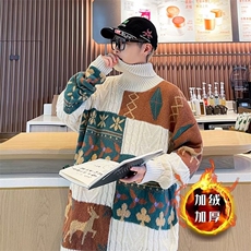 拼接麻花毛衣男款秋冬季潮流韩版宽松圆领针织衫加厚AZ316-P68，男装针织衫/毛衣，星座1109-3