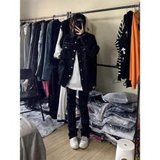 【有货】cleanfit黑色毛边牛仔外套男春秋美式高街夹克CT01LL-P65，男装夹克，星座1007（原301D）