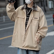 翻领日系工装外套男士春秋季2024新款潮牌情侣夹克衫男生休闲上衣，男装夹克，星座716-2